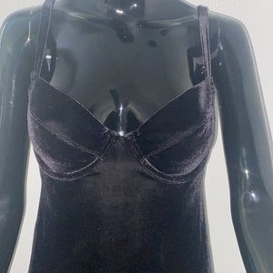 Victoria’s Secret Vintage Y2K Black Velvet Corset Bustier Babydoll Dress 34C